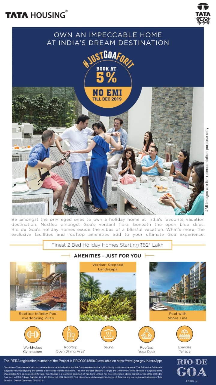 Book at just 5% and no EMI till Dec 2019 at Tata Rio De Goa in Dabolim, Goa Update